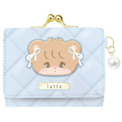 Japan Mikko Illustrations Gamaguchi Compact Wallet - Latte Light Blue