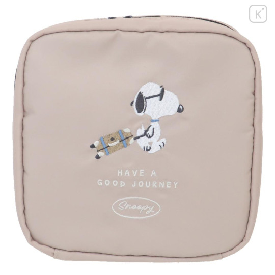 Japan Peanuts Vertical Cosmetic Pouch - Snoopy : Have A Good Journey Joe Cool - 1