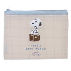 Japan Peanuts Flat Mesh Pouch - Snoopy : Have A Good Journey