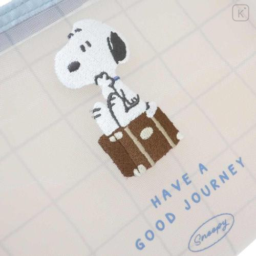 Japan Peanuts Flat Mesh Pouch - Snoopy : Have A Good Journey - 4
