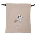 Japan Peanuts Embroidered Drawstring Bag - Snoopy : Have A Good Journey Joe Cool - 1