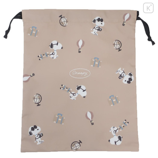 Japan Peanuts Drawstring Bag (L) - Snoopy : Have A Good Journey Joe Cool - 1
