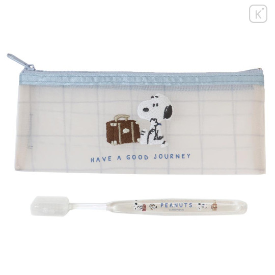 Japan Peanuts Toothbrush & Pouch Set - Snoopy : Have A Good Journey - 1