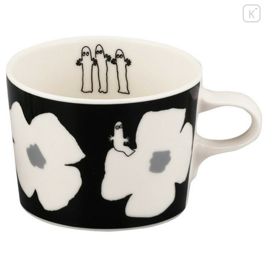Japan Moomin Ceramic Mug - Hattifatteners : Flower Black White - 1