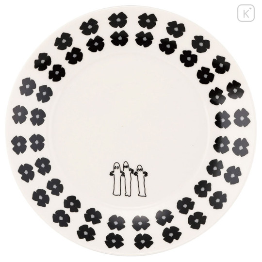 Japan Moomin Ceramic Plate - Hattifatteners : Flower Black White - 1