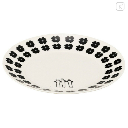 Japan Moomin Ceramic Plate - Hattifatteners : Flower Black White - 2