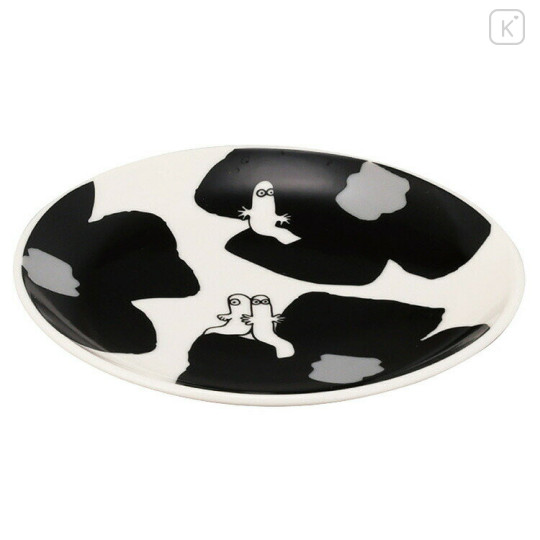 Japan Moomin Porcelain Small Plate - Hattifatteners : Flower Black White - 2