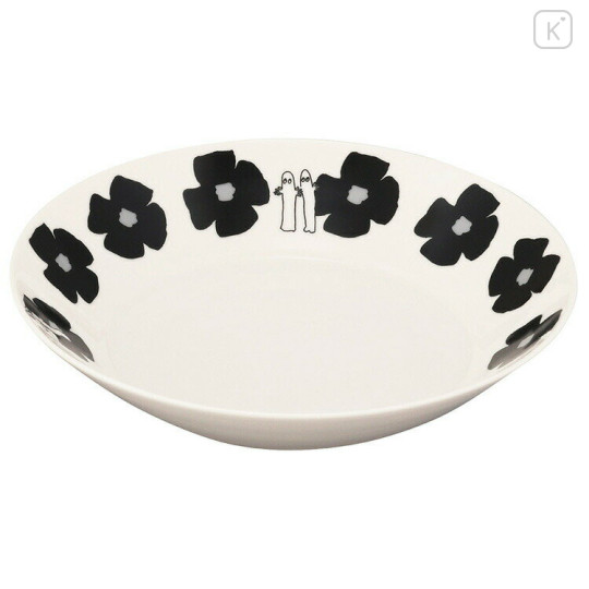 Japan Moomin Curry & Pasta Plate - Hattifatteners : Flower Black White - 1