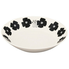 Japan Moomin Curry & Pasta Plate - Hattifatteners : Flower Black White