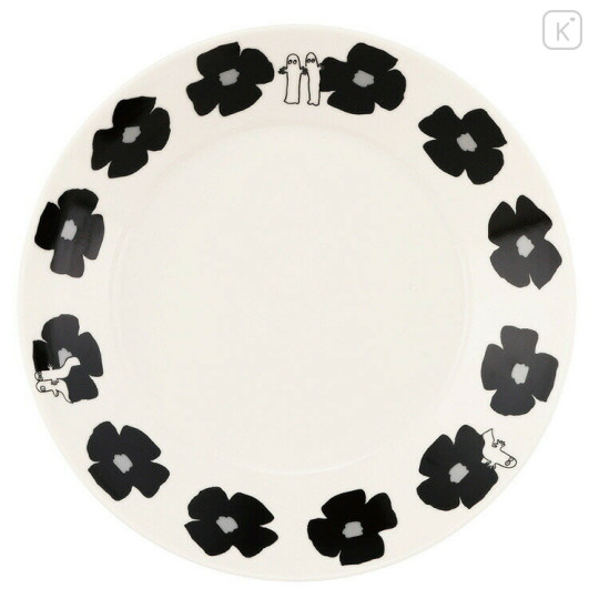 Japan Moomin Curry & Pasta Plate - Hattifatteners : Flower Black White - 2