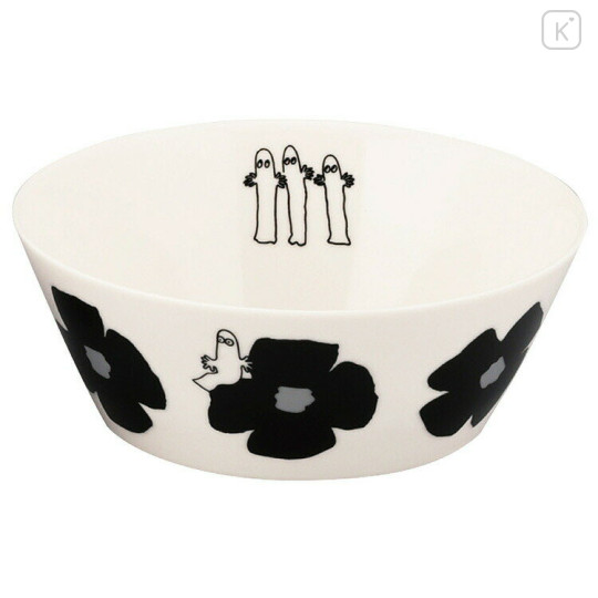 Japan Moomin Deep Plate Bowl - Hattifatteners : Flower Black White - 1