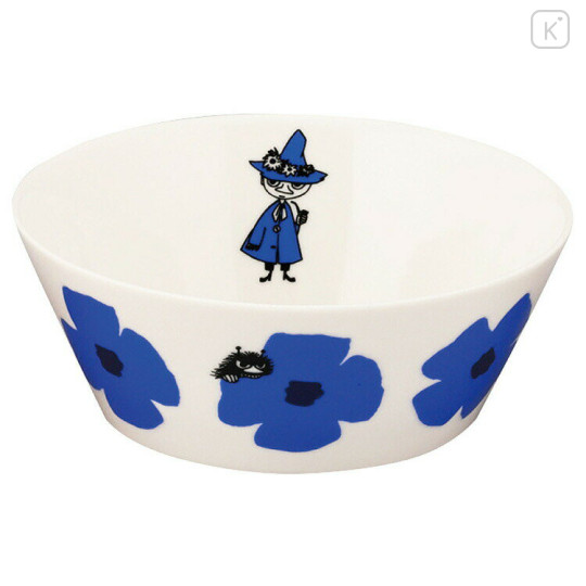 Japan Moomin Deep Plate Bowl - Snufkin : Flower Blue White - 1