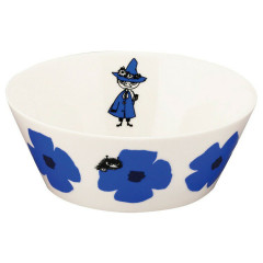 Japan Moomin Deep Plate Bowl - Snufkin : Flower Blue White