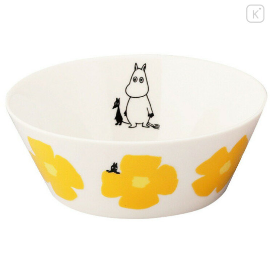 Japan Moomin Deep Plate Bowl - Moomintroll : Flower Yellow White - 1