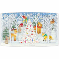 Japan 3D Greeting Card - Christmas Animal In Snow Forest - 3
