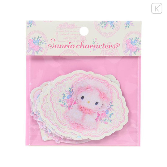 Japan Sanrio Original Sticker Set - White Frill Design Sparkling Heart Hologram - 1