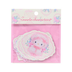 Japan Sanrio Original Sticker Set - White Frill Design Sparkling Heart Hologram