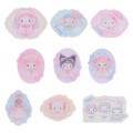 Japan Sanrio Original Sticker Set - White Frill Design Sparkling Heart Hologram - 2
