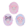 Japan Sanrio Original Sticker Set - White Frill Design Sparkling Heart Hologram - 4