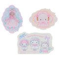 Japan Sanrio Original Sticker Set - White Frill Design Sparkling Heart Hologram - 5