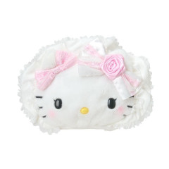 Japan Sanrio Original Face-shaped Pouch - Hello Kitty : White Frill Design