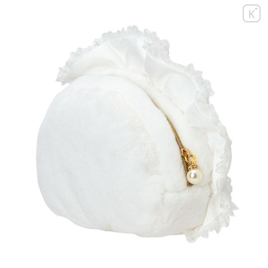 Japan Sanrio Original Face-shaped Pouch - Hello Kitty : White Frill Design - 2