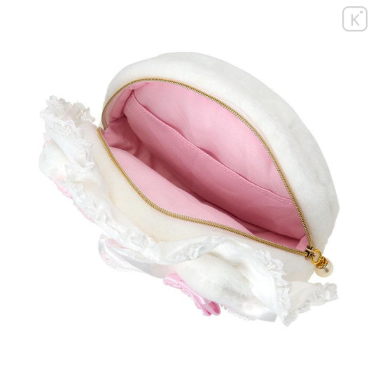 Japan Sanrio Original Face-shaped Pouch - Hello Kitty : White Frill Design - 3