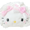 Japan Sanrio Original Face-shaped Pouch - Hello Kitty : White Frill Design - 4