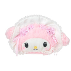 Japan Sanrio Original Face-shaped Pouch - My Melody : White Frill Design