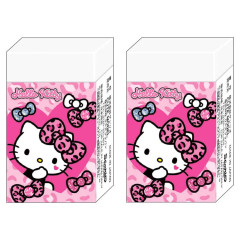 Japan Sanrio Eraser Set - Hello Kitty : Gal Art Big Ribbon Leopard