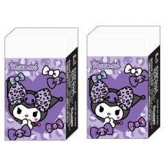 Japan Sanrio Eraser Set - Kuromi : Gal Art Big Ribbon Leopard