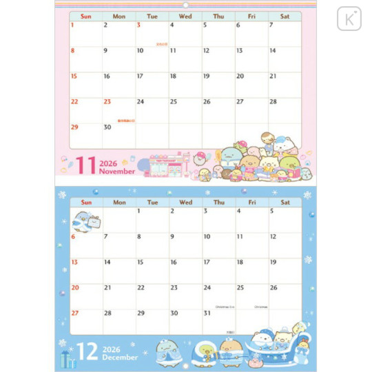 Japan San-X A4 Wall Calendar - Sumikko Gurashi : 2026 Year of the Horse - 3