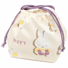 Japan Miffy Drawstring Pouch & Lunch Bag - Miffy : Flower Purple