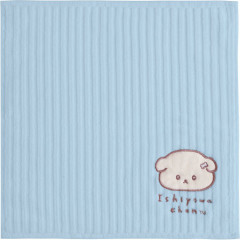 Japan San-X Mini Towel Handkerchief - Ishiyowa-chan : Introducing Kouhai-chan Embroidered Blue