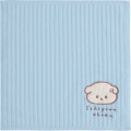 Japan San-X Mini Towel Handkerchief - Ishiyowa-chan : Introducing Kouhai-chan Embroidered Blue - 1