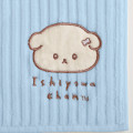 Japan San-X Mini Towel Handkerchief - Ishiyowa-chan : Introducing Kouhai-chan Embroidered Blue - 2