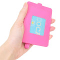 Japan Sanrio Pass Case Card Holder & Reel - Hello Kitty : Patent Leather Fuchsia Pink - 2
