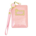 Japan Sanrio Pass Case Card Holder & Reel - My Melody : Patent Leather Pink - 1