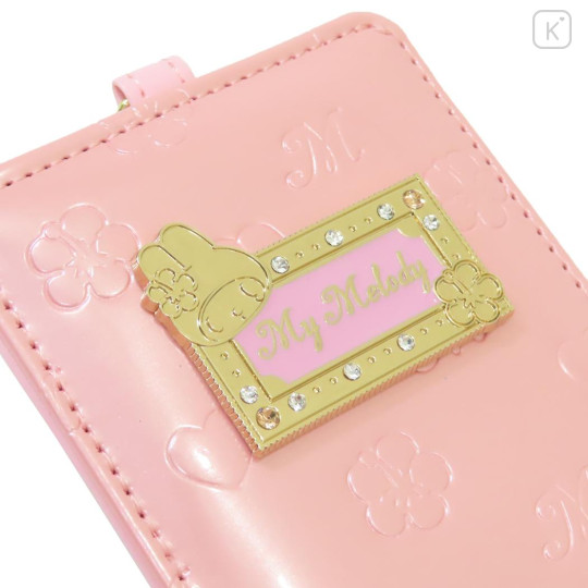Japan Sanrio Pass Case Card Holder & Reel - My Melody : Patent Leather Pink - 3