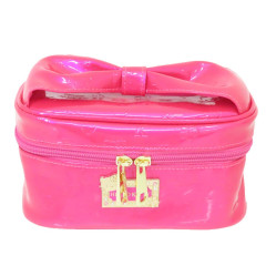 Japan Sanrio Vanity Pouch - Hello Kitty : Patent Leather Fuchsia Pink