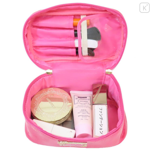 Japan Sanrio Vanity Pouch - Hello Kitty : Patent Leather Fuchsia Pink - 3
