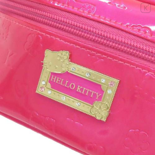 Japan Sanrio Vanity Pouch - Hello Kitty : Patent Leather Fuchsia Pink - 4
