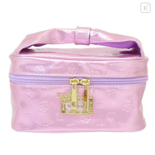 Japan Sanrio Vanity Pouch - Kuromi : Patent Leather Fuchsia Pink Purple - 1