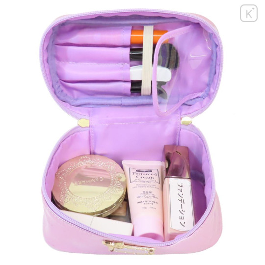Japan Sanrio Vanity Pouch - Kuromi : Patent Leather Fuchsia Pink Purple - 3