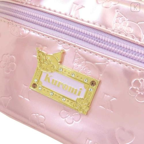Japan Sanrio Vanity Pouch - Kuromi : Patent Leather Fuchsia Pink Purple - 4