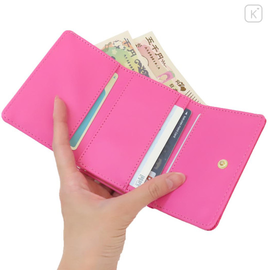 Japan Sanrio Clasp Trifold Wallet - Hello Kitty : Patent Leather Fuchsia Pink - 3