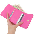 Japan Sanrio Clasp Trifold Wallet - Hello Kitty : Patent Leather Fuchsia Pink - 3