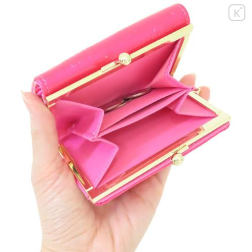 Japan Sanrio Clasp Trifold Wallet - Hello Kitty : Patent Leather Fuchsia Pink - 5
