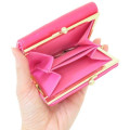 Japan Sanrio Clasp Trifold Wallet - Hello Kitty : Patent Leather Fuchsia Pink - 5