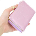 Japan Sanrio Clasp Trifold Wallet - Kuromi : Patent Leather Fuchsia Pink Purple - 2